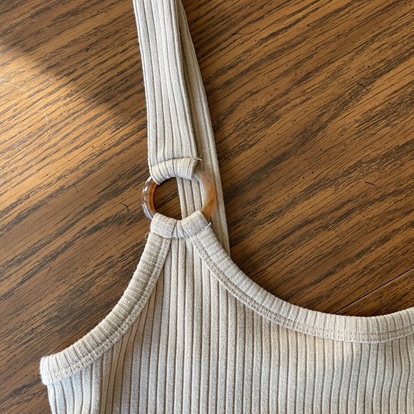 Cream Fitted Ribbed Tank Top - Picture 2 of 3